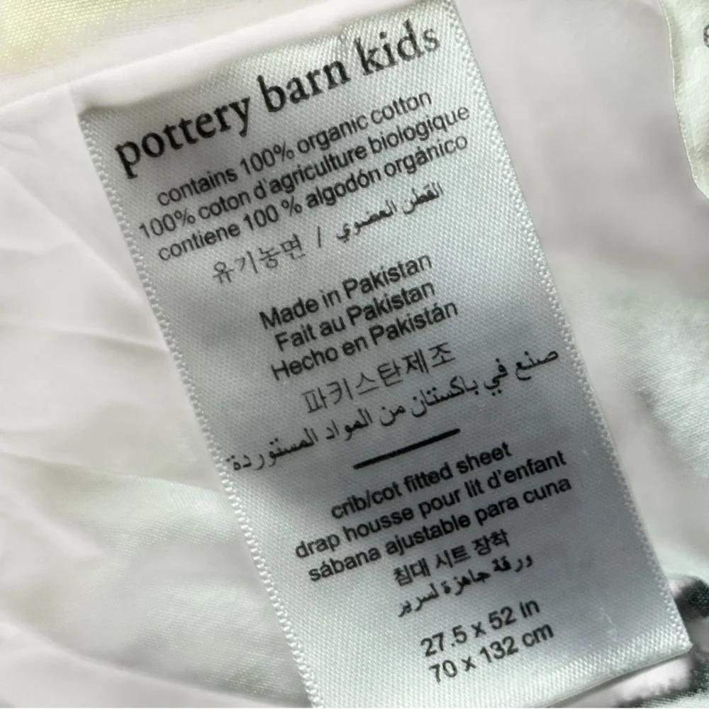 Pottery Barn Kids Panda 100% Organic Cotton Crib Fitted Sheet